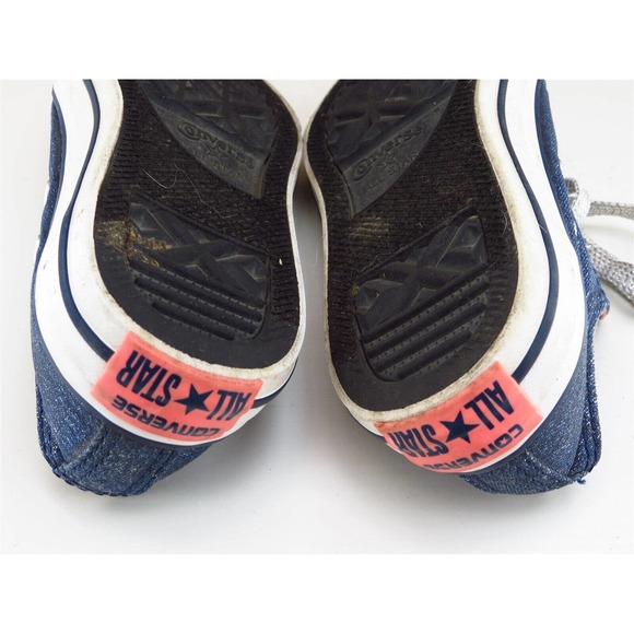 Converse Sz 13 Shoes Girls Youth Sneaker Blue Fabric - Picture 10 of 11